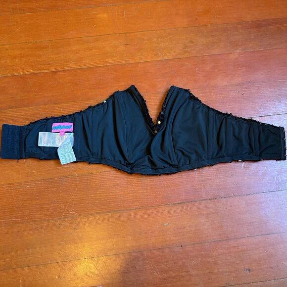 Edikted Women's Corset Stretchy black plunge neckline sequined strapless top - Picture 3 of 5